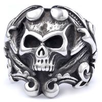 Hip-Hop Streetwear Skull 304 Stainless Steel Men's Rings sku image 3
