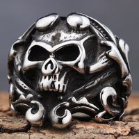 Hip-Hop Streetwear Skull 304 Stainless Steel Men's Rings main image 6