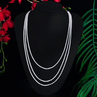 Kupfer Luxuriös Einfacher Stil Perlen Geometrisch Zirkon Dreilagige Halskette main image 8
