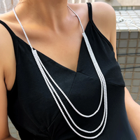 Kupfer Luxuriös Einfacher Stil Perlen Geometrisch Zirkon Dreilagige Halskette main image 1