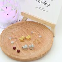 1 Set Cute Simple Style Heart Shape Inlay 304 Stainless Steel Opal Zircon 18K Gold Plated Silver Plated Ear Studs main image 5