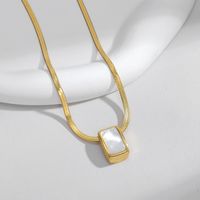 Steel 18K Gold Plated Casual Plating Inlay Square Shell Pendant Necklace main image 2