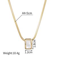 Steel 18K Gold Plated Casual Plating Inlay Square Shell Pendant Necklace main image 4