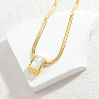 Steel 18K Gold Plated Casual Plating Inlay Square Shell Pendant Necklace main image 3