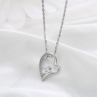 Copper Sweet Inlay Heart Shape Zircon Pendant Necklace main image 1