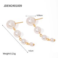 1 Pair Simple Style Classic Style Solid Color Plating Inlay 304 Stainless Steel Pearl 18K Gold Plated Drop Earrings main image 3