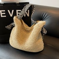 Women's Vacation Beach Solid Color Straw Shopping Bags main image video