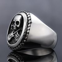 Hip-Hop Streetwear Skull 304 Stainless Steel Titanium Steel Men's Rings main image 4