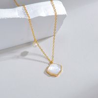 Steel 18K Gold Plated Simple Style Classic Style Plating Inlay Shell Shell Pendant Necklace main image 2
