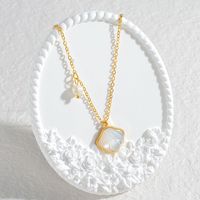 Steel 18K Gold Plated Simple Style Classic Style Plating Inlay Shell Shell Pendant Necklace main image 5