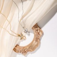 201 Edelstahl Edelstahl 304 Vergoldet Elegant Einfacher Stil Inlay Winkel Künstlicher Opal Zirkon Halskette Mit Anhänger main image 3