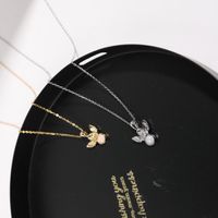 201 Stainless Steel 304 Stainless Steel Gold Plated Elegant Simple Style Inlay Angel Artificial Opal Zircon Pendant Necklace main image 5