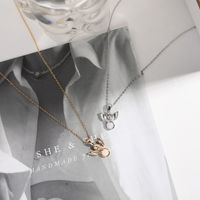 201 Stainless Steel 304 Stainless Steel Gold Plated Elegant Simple Style Inlay Angel Artificial Opal Zircon Pendant Necklace main image 4