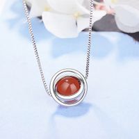 Copper Simple Style Inlay Solid Color Agate Pendant Necklace main image 3