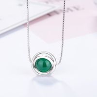 Copper Simple Style Inlay Solid Color Agate Pendant Necklace sku image 2