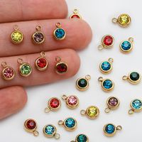 Stainless Steel 6mm Gold Birthstone Lucky Birthday Stone Pendant Cross-Border Hot Selling Water Cup Diamond Diy Ornament Accessories main image 5