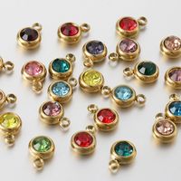 Stainless Steel 6mm Gold Birthstone Lucky Birthday Stone Pendant Cross-Border Hot Selling Water Cup Diamond Diy Ornament Accessories main image 3
