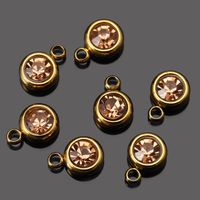 Stainless Steel 6mm Gold Birthstone Lucky Birthday Stone Pendant Cross-Border Hot Selling Water Cup Diamond Diy Ornament Accessories sku image 14