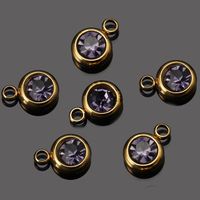 Stainless Steel 6mm Gold Birthstone Lucky Birthday Stone Pendant Cross-Border Hot Selling Water Cup Diamond Diy Ornament Accessories sku image 17