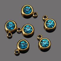 Stainless Steel 6mm Gold Birthstone Lucky Birthday Stone Pendant Cross-Border Hot Selling Water Cup Diamond Diy Ornament Accessories sku image 20