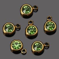 Stainless Steel 6mm Gold Birthstone Lucky Birthday Stone Pendant Cross-Border Hot Selling Water Cup Diamond Diy Ornament Accessories sku image 21