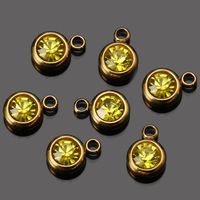 Stainless Steel 6mm Gold Birthstone Lucky Birthday Stone Pendant Cross-Border Hot Selling Water Cup Diamond Diy Ornament Accessories sku image 23