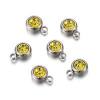 Stainless Steel 6mm Gold Birthstone Lucky Birthday Stone Pendant Cross-Border Hot Selling Water Cup Diamond Diy Ornament Accessories sku image 11