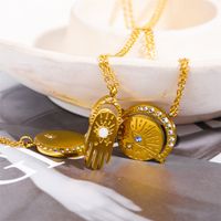 304 Stainless Steel 18K Gold Plated Basic Modern Style Classic Style Enamel Plating Inlay Devil's Eye Oval Zircon Pendant Necklace main image 6