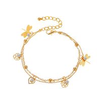 IG Style Hawaiian Modern Style Rose Dragonfly Artificial Gemstones Copper Wholesale Anklet sku image 1