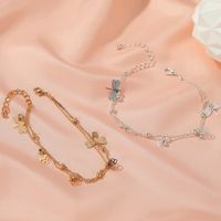 IG Style Hawaiian Modern Style Rose Dragonfly Artificial Gemstones Copper Wholesale Anklet main image 5
