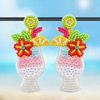1 Pair Vacation Tropical Color Block Beaded Glass Drop Earrings main image 5