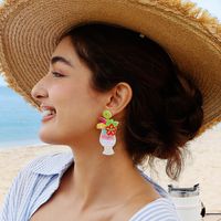 1 Pair Vacation Tropical Color Block Beaded Glass Drop Earrings main image 3
