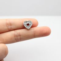 1 Piece Alloy Rhinestones Heart Shape Beads sku image 3