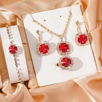Elegant Romantic Round Artificial Diamond Alloy Wholesale Jewelry Set main image 4
