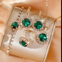Elegant Romantic Round Artificial Diamond Alloy Wholesale Jewelry Set main image 6