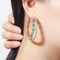1 Pair Vintage Style Vacation Color Block Inlay Copper Zircon Earrings main image 8