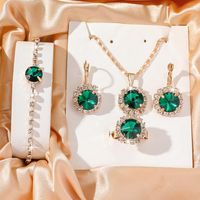 Elegant Romantic Round Artificial Diamond Alloy Wholesale Jewelry Set sku image 2
