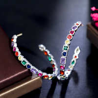 1 Pair Vintage Style Vacation Color Block Inlay Copper Zircon Earrings main image 5