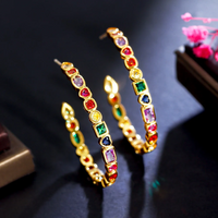 1 Pair Vintage Style Vacation Color Block Inlay Copper Zircon Earrings sku image 1