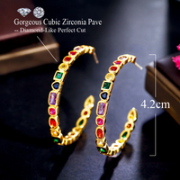 1 Pair Vintage Style Vacation Color Block Inlay Copper Zircon Earrings main image 4