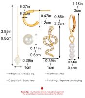 1 Set Elegant Lady Modern Style Geometric Snake Inlay Alloy Artificial Pearls Earrings Ear Studs main image 2