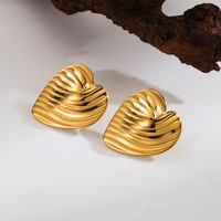 1 Pair Simple Style Classic Style Commute Heart Shape Plating 304 Stainless Steel 18K Gold Plated Ear Studs main image 4
