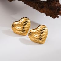 1 Pair Simple Style Classic Style Commute Heart Shape Plating 304 Stainless Steel 18K Gold Plated Ear Studs main image 5
