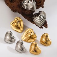 1 Pair Simple Style Classic Style Commute Heart Shape Plating 304 Stainless Steel 18K Gold Plated Ear Studs main image 1