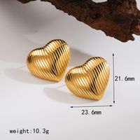 1 Pair Simple Style Classic Style Commute Heart Shape Plating 304 Stainless Steel 18K Gold Plated Ear Studs sku image 3