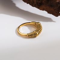 Basic Simple Style Solid Color 304 Stainless Steel 18K Gold Plated Rings In Bulk main image 4