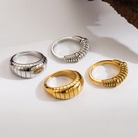 Basic Simple Style Solid Color 304 Stainless Steel 18K Gold Plated Rings In Bulk main image 1
