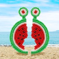 1 Paar Ferien Bohemien Tropisch Wassermelone Perlen Handgemacht Glas Tropfenohrringe main image 6