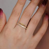 Simple Style Classic Style Solid Color 304 Stainless Steel Gold Plated Zircon Rings In Bulk main image 3