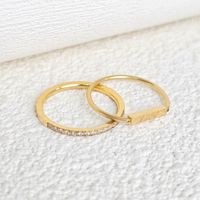 Simple Style Classic Style Solid Color 304 Stainless Steel Gold Plated Zircon Rings In Bulk main image 1